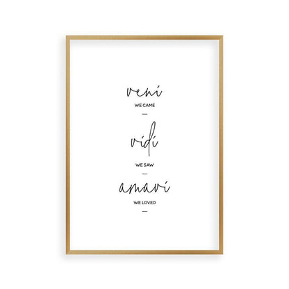 We Came We Saw We Loved Print in a brushed copper frame