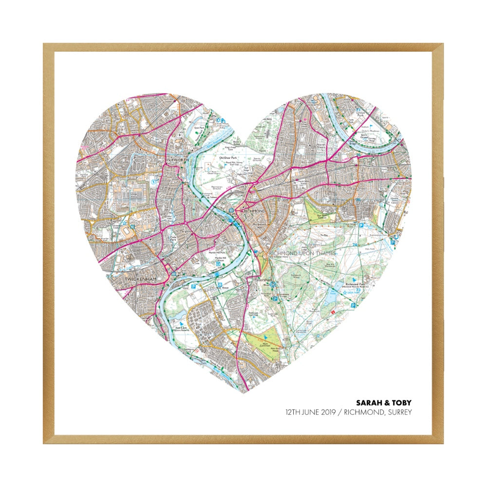 Personalized OS Map Heart Print