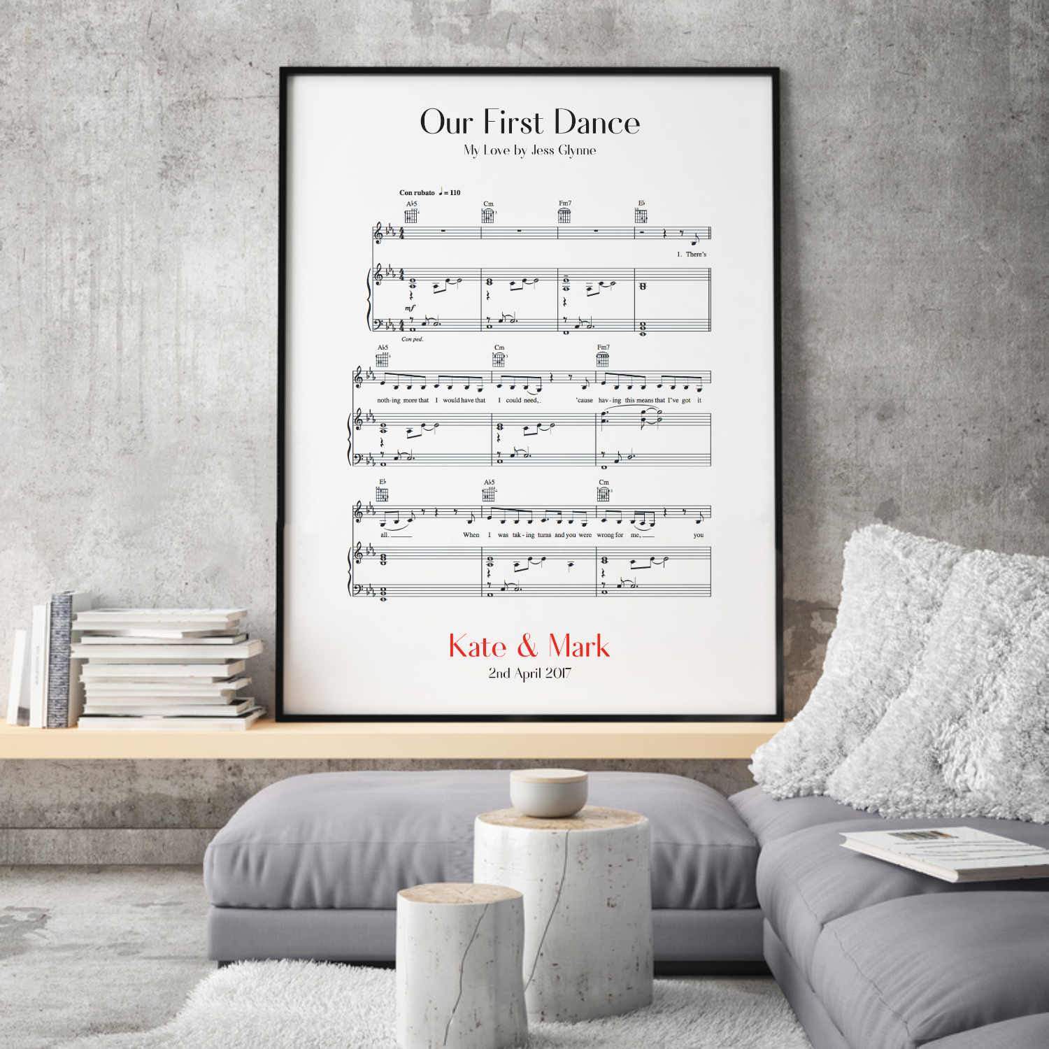 Canvas Sheet Music First Dance Song, offers Wedding Song Sheet Music, Music Wall Art, 1st Anniversary, Overlapping Music Notes Print, RockinCanvas