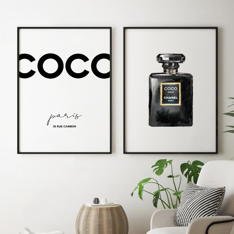 Coco Chanel Poster, Peonies Print, Chanel Watercolor, No.5 Perfume, Chanel  Perfume Bottle, Fashion Wall Art, Chanel Print, Pink and Black