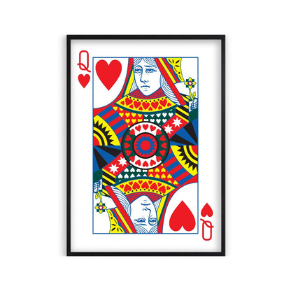 Queen Of Hearts Print in a matt black frame