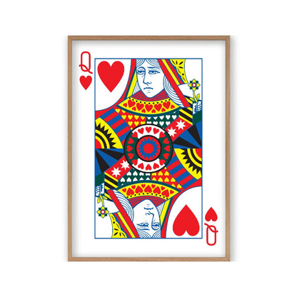 Queen Of Hearts Print in an oak frame