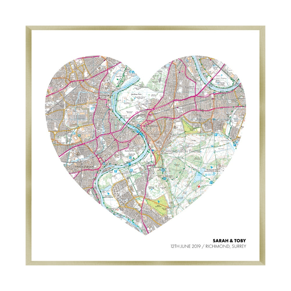 Personalized OS Map Heart Print